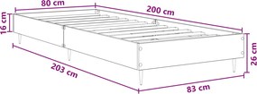 vidaXL Σκελετός Κρεβατιού Artisan Δρυς 80 x 200 cm Επεξεργασμένο Ξύλο