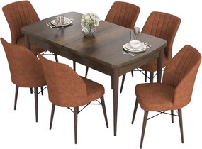 Extendable Dining Table &amp; Chairs Set (7 Pieces) Eva - Baroque, Tile Red Baroque
Tile Red