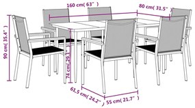 ΣΕΤ ΤΡΑΠΕΖΑΡΙΑΣ ΚΗΠΟΥ 7 ΤΕΜΑΧΙΩΝ ΜΑΥΡΟ TEXTILENE &amp; ΑΤΣΑΛΙ 3187038