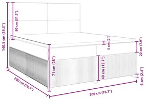 Κρεβάτι Boxspring με Στρώμα Σκούρο Γκρι 200x200 εκ. Υφασμάτινο - Γκρι