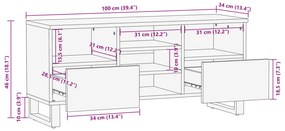 Έπιπλο Τηλεόρασης 100x34x46 εκ. από Μασίφ Ξύλο Ακακίας - Καφέ