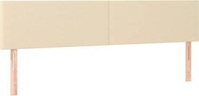 vidaXL Κρεβάτι Boxspring με Στρώμα &amp; LED Κρεμ 200x200 εκ. Υφασμάτινο
