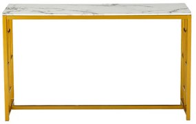 Κονσόλα Eccento pakoworld χρυσό-επιφάνεια λευκό μαρμάρου 8mm 120x40x71.5εκ