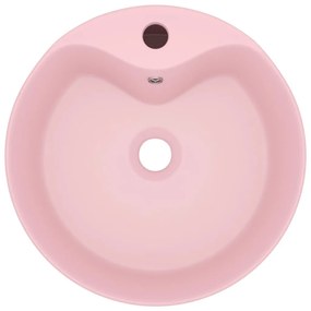 Νιπτήρας Πολυτελής με Υπερχείλιση Ροζ Ματ 36x13 εκ. Κεραμικός - Ροζ