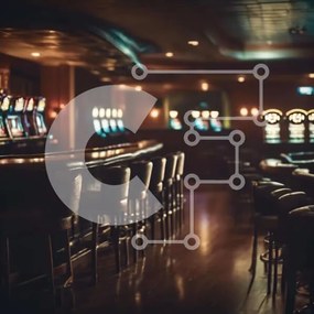 Intra Συλλεκτικό Ξύλινο Παζλ Plywood  4mm - Dark Empty Casino Bar με Κουλοχέρηδες Σε Ξύλινο Κουτί - Διαστάσεις Puzzle: 10x10 cm – 25 κομμάτια