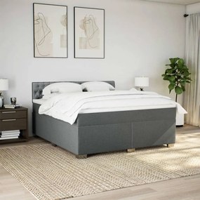 Κρεβάτι Boxspring με Στρώμα Σκούρο Γκρι 180x200 εκ Υφασμάτιν - Γκρι