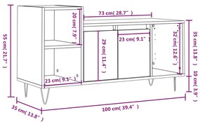 Έπιπλο Τηλεόρασης Μαύρο 100x35x55 εκ. Επεξ. Επεξεργασμένο Ξύλο - Μαύρο