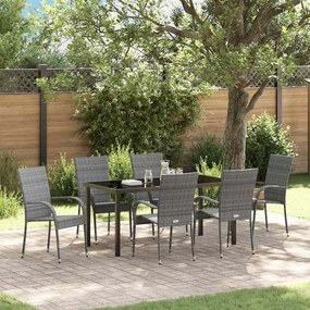 vidaXL Σέτ φαγητού για κήπο 7 pcs Γκρι Ράτα PE