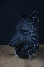 Stewehome γλυπτό κεφάλι λύκου Μαύρο 18x20 cm