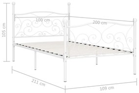 vidaXL Πλαίσιο Κρεβατιού με Τελάρο Λευκό 100 x 200 εκ. Μεταλλικό