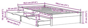 Σκελετός Κρεβατιού Χωρίς Στρώμα 90x190 εκ Μασίφ Ξύλο Πεύκου - Καφέ