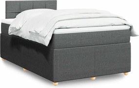vidaXL Κρεβάτι Boxspring με Στρώμα Σκούρο Γκρι 120x200 εκ. Υφασμάτινο