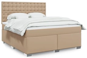 vidaXL Κρεβάτι Boxspring με Στρώμα Καπουτσίνο 180x200 εκ. Συνθ. Δέρμα