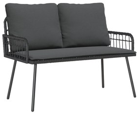 vidaXL Παγκάκι Κήπου Μαύρο 114x64x78 εκ. Πολυ Ράταν