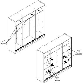 Ντουλάπα Navara με Καθρέφτη 245 OG Γκρί Δρύς 242x60x215,5 εκ.