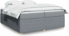 vidaXL Κρεβάτι Boxspring με Στρώμα Ανοιχτό Γκρι 200x200 εκ. Υφασμάτινο