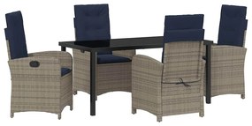 vidaXL Σέτ φαγητού για κήπο με μαξιλάρι 5 pcs Γκρι συνθετικό ρατάν