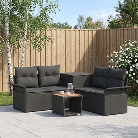 vidaXL Σετ Καναπέ 6 τμχ. Μαύρο 45 x 45 x 40 cm Πολυ-ρακί και Χάλυβας