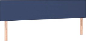 vidaXL Κρεβάτι Boxspring με Στρώμα Μπλε 200x200 εκ. Υφασμάτινο