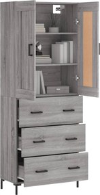 vidaXL Ντουλάπι Γκρι Sonoma 69,5 x 34 x 180 εκ. Επεξεργασμένο Ξύλο