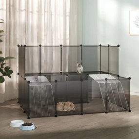 vidaXL Κλουβί Μικρών Ζώων Μαύρο 143x107x93 εκ. Πολυπροπυλένιο &amp; Ατσάλι