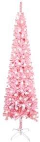 vidaXL Χριστουγεννιάτικο Δέντρο Slim με LED Ροζ 180 εκ.