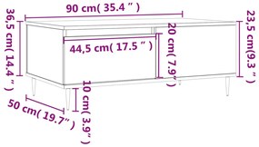 Τραπεζάκι Σαλονιού Καπνιστή Δρυς 90x50x36,5 εκ. Επεξεργ. Ξύλο - Καφέ