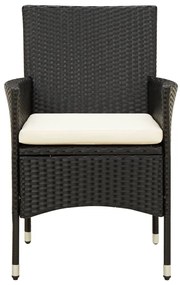 vidaXL Σετ Τραπεζαρίας Εξ. Χώρου 7 τεμ. Μαύρο Συνθ. Ρατάν με Μαξιλάρια