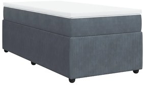 vidaXL Κρεβάτι Boxspring με Στρώμα Σκούρο Γκρι 80x200 εκ. Βελούδινο