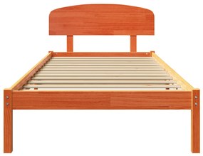 vidaXL Κρεβάτι  με Κεφαλάρι Καφέ Κερωτό 90 x 200 εκ Μασίφ Ξύλο Πεύκου