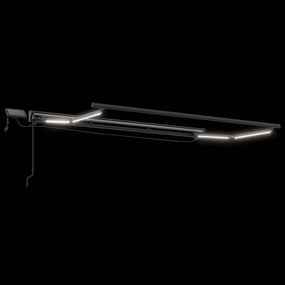 vidaXL Χειροκίνητο πλαίσιο τέντας με LED Μαύρο 3 x 2,5 μ