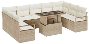 vidaXL Σετ Καναπέ Κήπου 10 pcs μπεζ και κρεμ 100 x 55 x 73 εκ