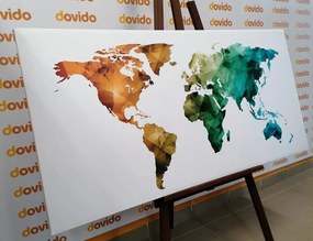 Εικόνα στον πολυγωνικό παγκόσμιο χάρτη με χρώμα φελλού - 120x60  color mix