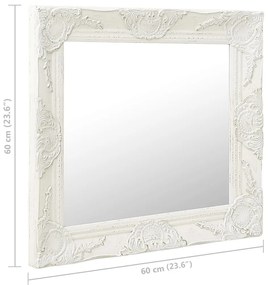 vidaXL Καθρέφτης Τοίχου με Μπαρόκ Στιλ Λευκός 60 x 60 εκ.