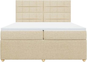 vidaXL Κρεβάτι Boxspring με Στρώμα Κρεμ 200x200 εκ. Υφασμάτινο