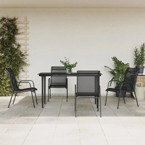 vidaXL Σετ Τραπεζαρίας Κήπου 5 Τεμαχίων Μαύρο Ατσάλι & Textilene