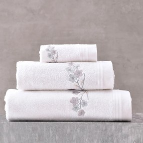 Πετσέτες Μπάνιου (Σετ 3τμχ) Rythmos Jolie White - Grey 470gsm