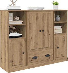 vidaXL Highboard 3 pcs Artisan Oak 132 x 35,5 x 103,5 εκ.