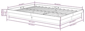 Πλαίσιο Κρεβατιού Γκρι 140 x 190 εκ. από Μασίφ Ξύλο - Γκρι