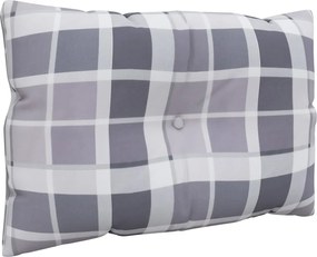 vidaXL Μαξιλάρια Παλέτας 2 τεμ. Γκρι Καρό Υφασμάτινα
