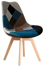 MARTIN καρέκλα Ξύλο/ Ύφ.Patchwork Blue/Μοντ.Ταπ. 49x57x82cm ΕΜ136,83