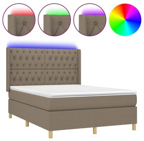 ΚΡΕΒΑΤΙ BOXSPRING ΜΕ ΣΤΡΩΜΑ &amp; LED TAUPE 140X190 ΕΚ. ΥΦΑΣΜΑΤΙΝΟ 3139113