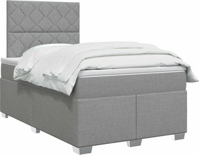 vidaXL Κρεβάτι box spring με στρώμα Ανοιχτό γκρι 120 x 190 cm Ύφασμα