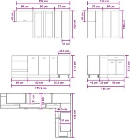 vidaXL Μονάδα κουζίνας LYON 8 pcs Γκρι Σκυροδέματος Επεξεργασμένο Ξύλο