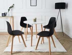 Τραπέζι Snow MDF λευκό και ξύλο οξιάς σε φυσική απόχρωση Φ100x73εκ