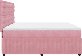 vidaXL Κρεβάτι Boxspring με Στρώμα Ροζ 200x200 εκ. Βελούδινο