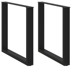 Πόδια Τραπεζαρίας σε Σχήμα U, 2 τεμ. Μαύρο, Ατσάλι 90x(72-73) εκ.