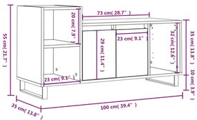 Έπιπλο Τηλεόρασης Γκρι Σκυρ. 100x35x55 εκ. Επεξ. Ξύλο - Γκρι