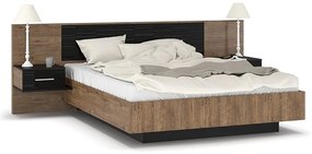 Κρεβάτι διπλό Romilly μαύρο gloss-καρυδί 160x200εκ 209x265x91 εκ.