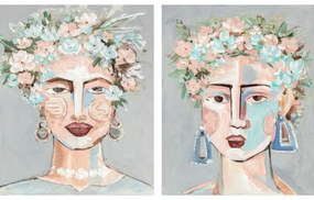 Καμβάς DKD Home Decor Blomster Σύγχρονη 80 x 3,7 x 100 cm (x2)